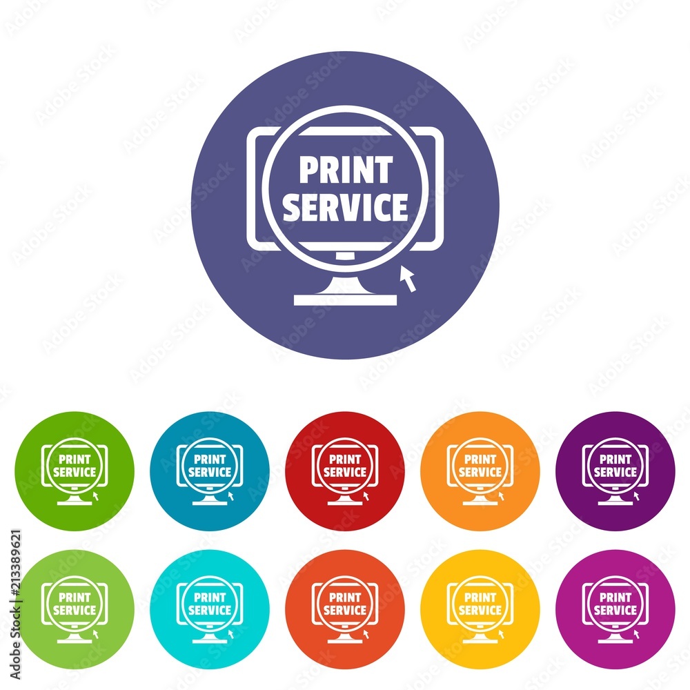 Poster print service icons color set vector for any web design on white background