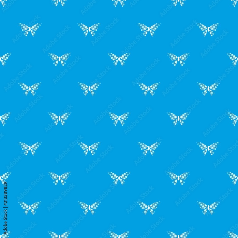 Poster butterfly with rhombus on wings pattern vector seamless blue repeat for any use