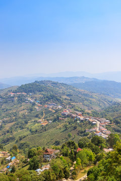 Hill tribe village on top of Doi Mae Salong mountain in Chiangrai, north of Thailand