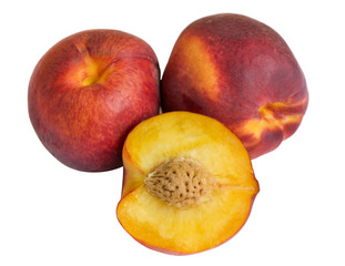 Fototapeta na wymiar Peach fruit isolated on white background. Healthy organic eating.