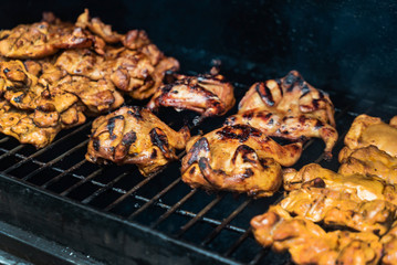 marinated quail on the grill