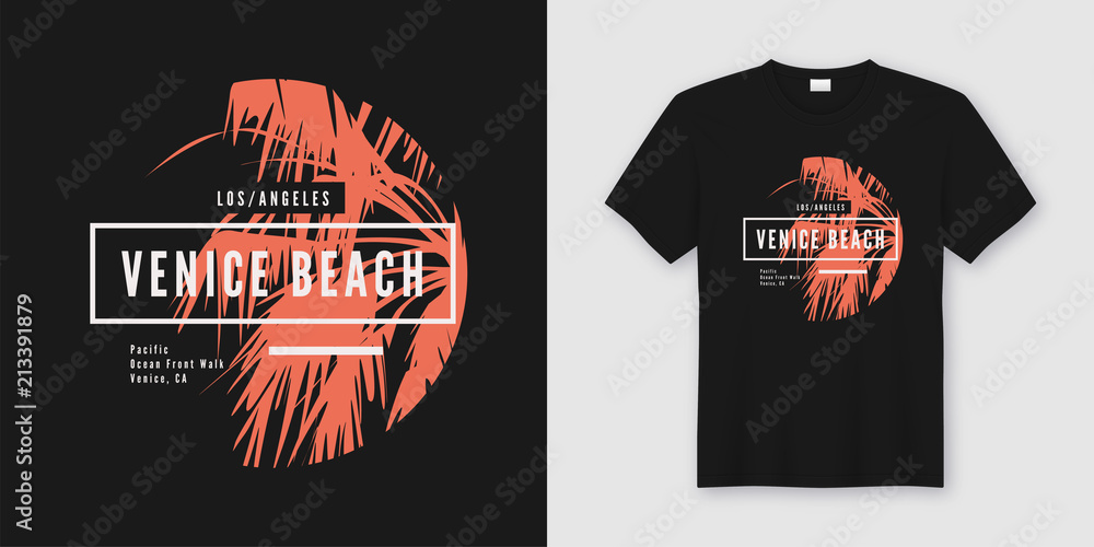 Poster Venice beach t-shirt and apparel trendy design with palm tree si