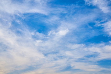 Beautiful blue sky with clouds fleece. Abstract background.