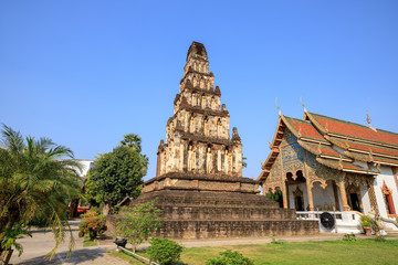 Ancient pagoda at Wat Chamthewi in Lamphun, north of Thailand