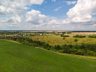 Fototapeta na wymiar Countryside landscape with field in Russia, top view