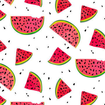 Vector watermelon slices cards.Colorful summer fruit background post with likes. Pink seeds of berries. Hand drawn exotic tropical ornament for share. Modern fabric food