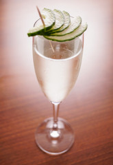 Prosecco Cocktail with a Cucumber Fan