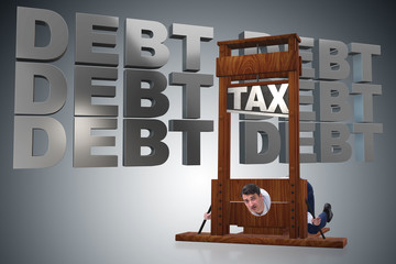 Businessman having problems with paying taxes