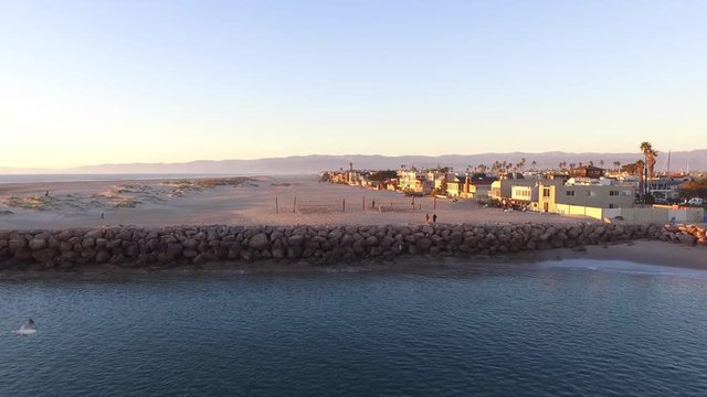 Sunset at the beautiful Silver Strand beach in Ventura County with views out to the Channel Islands and up the coast to Santa Barbara.