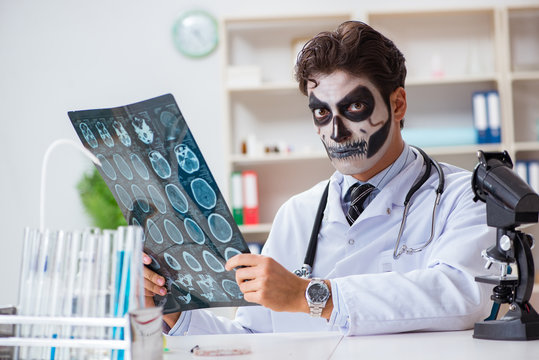 Scary Monster Doctor Working In Lab