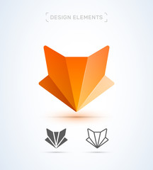 Fox logo template. Origami, material design, flat and line art style icon collection