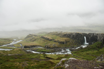 The imposing Seljalandsfoss waterfall in Iceland