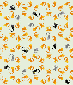 Seamless flat cats pattern. Cartoon pets background. © mmelnikoff