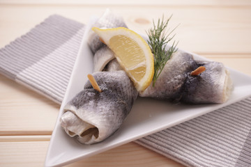 Rollmop Pickled Herring with Lemon