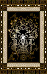 Graphical illustration of a Tarot card 9