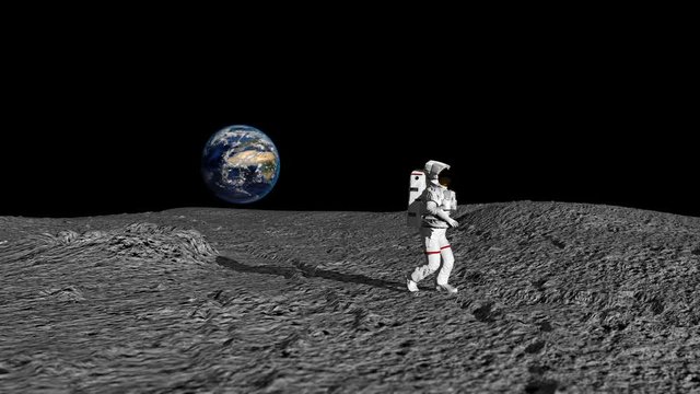 An Astronaut Doing The Moonwalk And Dancing On The Moon Slow Motion. Elements of this video furnished by NASA.
