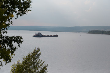 loaded barge on the river