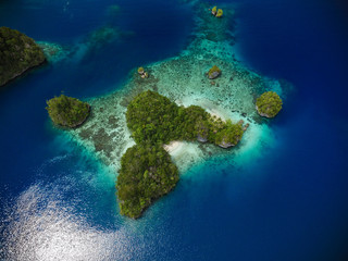 Scenic view of small island in Raja Ampat, Waigeo Indonesia