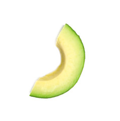 Slice of avocado on white background