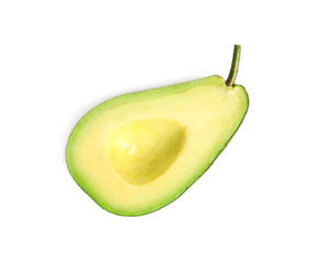 Half of avocado on white background