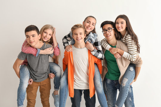 Group Of Cute Teenagers On White Background