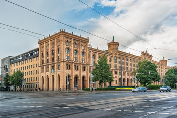 Naklejka premium Munich, Germany - June 09, 2018: Building of Government of High Bavaria and monument of Erasmus von Deroy. District government of Upper Bavaria.