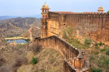 Tableaux sur verre Travaux détablissement Defensive wall of Jaigarh Fort on the top of Hill of Eagles near Jaipur, Rajasthan, India