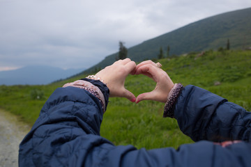 love sign in mountains