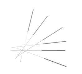 Needles for acupuncture on white background