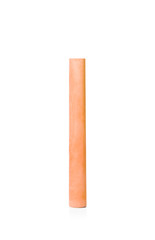 Orange piece of chalk on white background