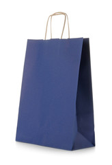 Mockup of paper shopping bag on white background