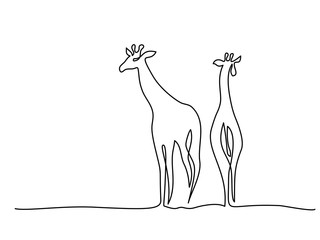 Fototapeta premium Continuous one line drawing. Giraffe walking symbol. Logo of the giraffe. Vector illustration