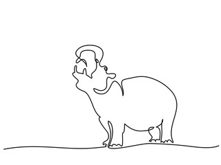 Continuous one line drawing. Hippo silhouette symbol. Logo of the Hippo. Vector illustration