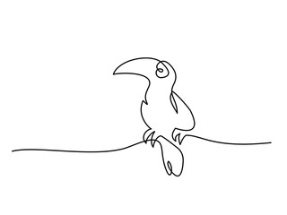 Continuous one line drawing. Tukan bird symbol. Logo of the bird. Vector illustration © Valenty