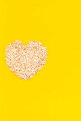 Top view of oatmeal flakes in minimal style