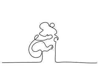 Continuous one line drawing. Koala bear symbol. Logo of the koala. Vector illustration