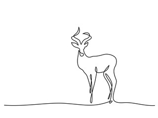 Continuous one line drawing. Impala walking symbol. Logo of the Impala. Vector illustration