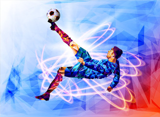 Soccer player the background of the stadium FIFA world cup. Welcome to Russia. Football player in Russia 2018. Fool colour vector illustration in flat style isolated on white background