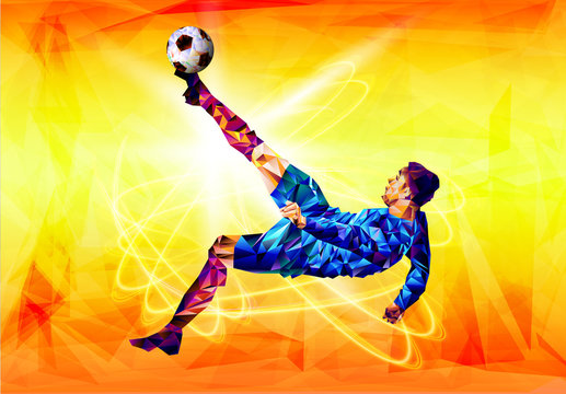 Soccer player the background of the stadium FIFA world cup. Welcome to Russia. Football player in Russia 2018. Fool colour vector illustration in flat style isolated on white background