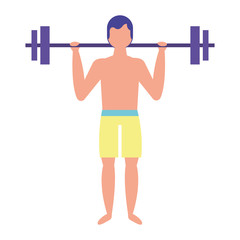 man lifting weights with swimsuit