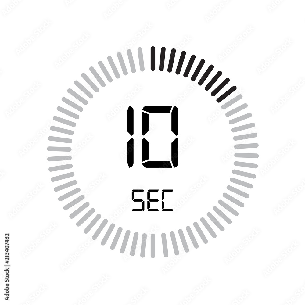 Poster the 10 seconds icon, digital timer. clock and watch, timer, countdown symbol isolated on white backg