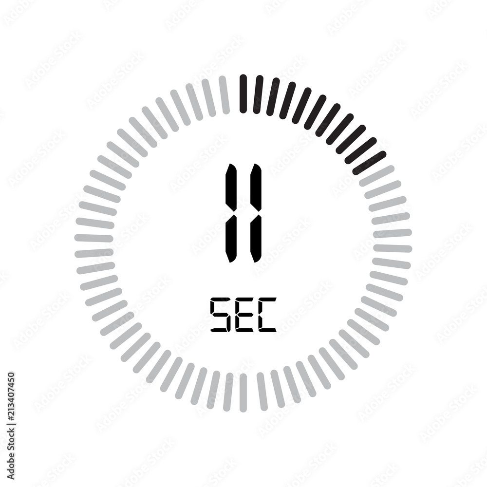 Poster the 11 seconds icon, digital timer. clock and watch, timer, countdown symbol isolated on white backg