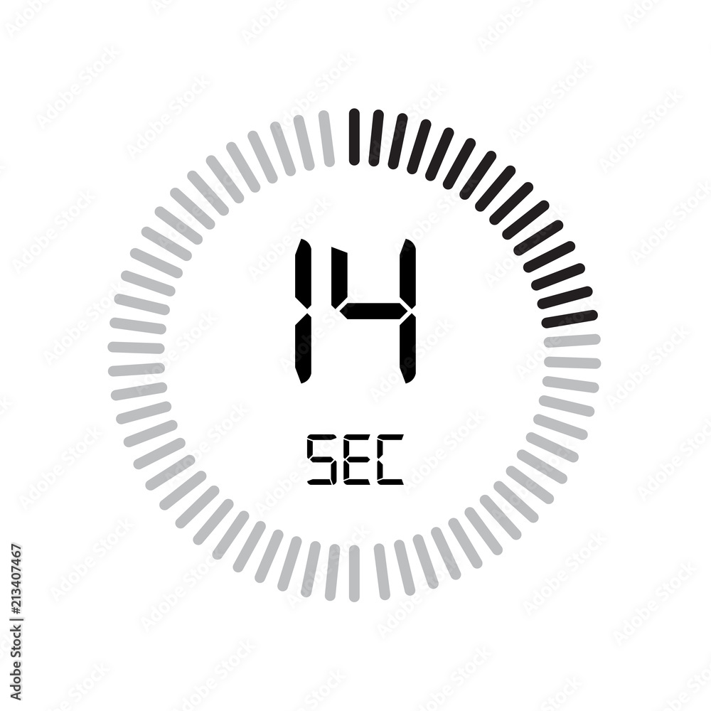 Poster the 14 seconds icon, digital timer. clock and watch, timer, countdown symbol isolated on white backg