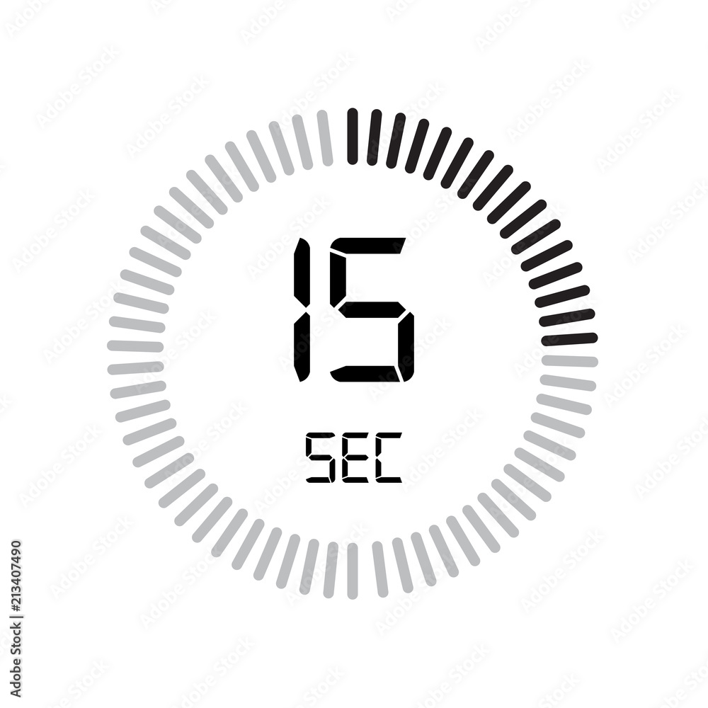 Poster the 15 seconds icon, digital timer. clock and watch, timer, countdown symbol isolated on white backg