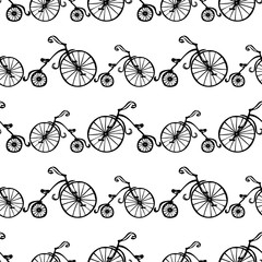 Fototapeta premium Seamless background of the vintage bicycles