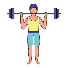 man lifting weights with swimsuit
