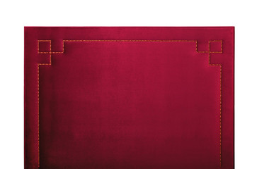Purple soft velvet bed headboard isolated on white