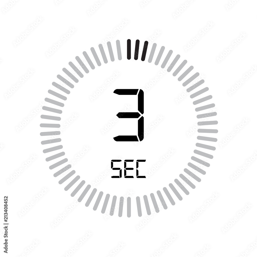 Poster the 3 seconds icon, digital timer. clock and watch, timer, countdown symbol isolated on white backgr