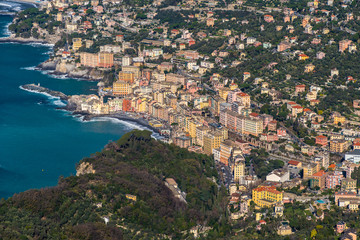 Fototapeta na wymiar Aerial view of Camogli, small town near Genoa (Liguria, Italy)