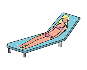 woman in swimsuit on the deck chair